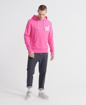 Superdry Script Classic Loopback Férfi Kapucnis Pulóver Rózsaszín | NYWRB7162